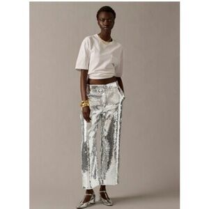 J.Crew Collection Ingrid silver sequin pant sz 2 NWT